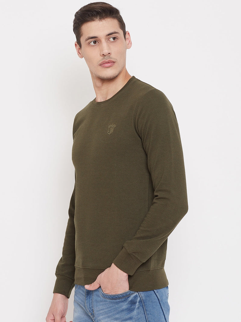 sweatshirts men online full sleeve solid olive shopprekart