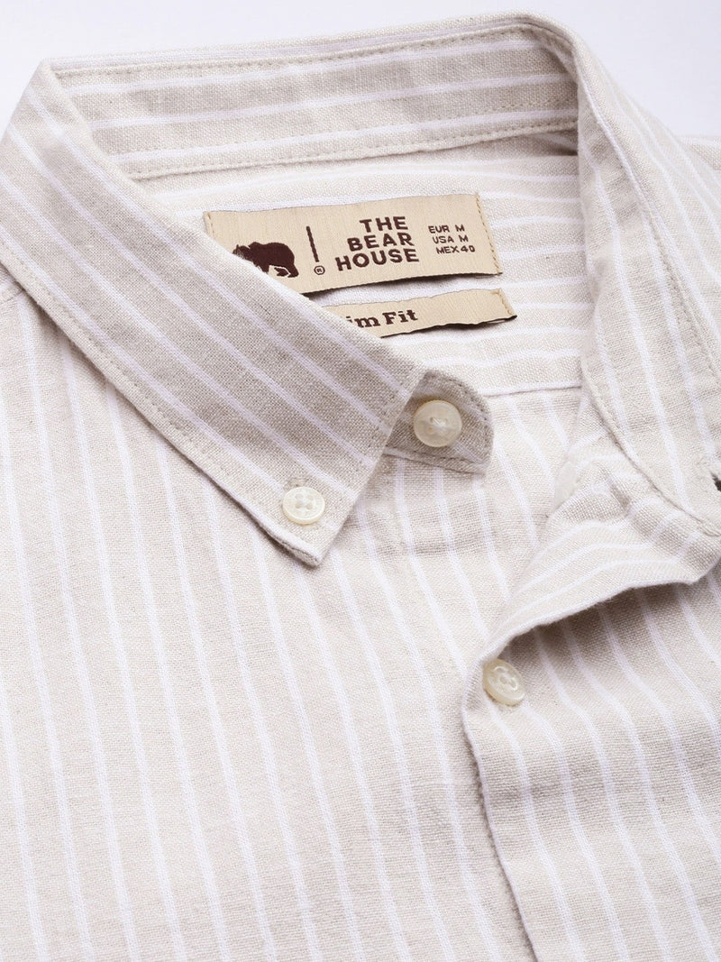 men beige white striped casual shirt thebearhouse buy