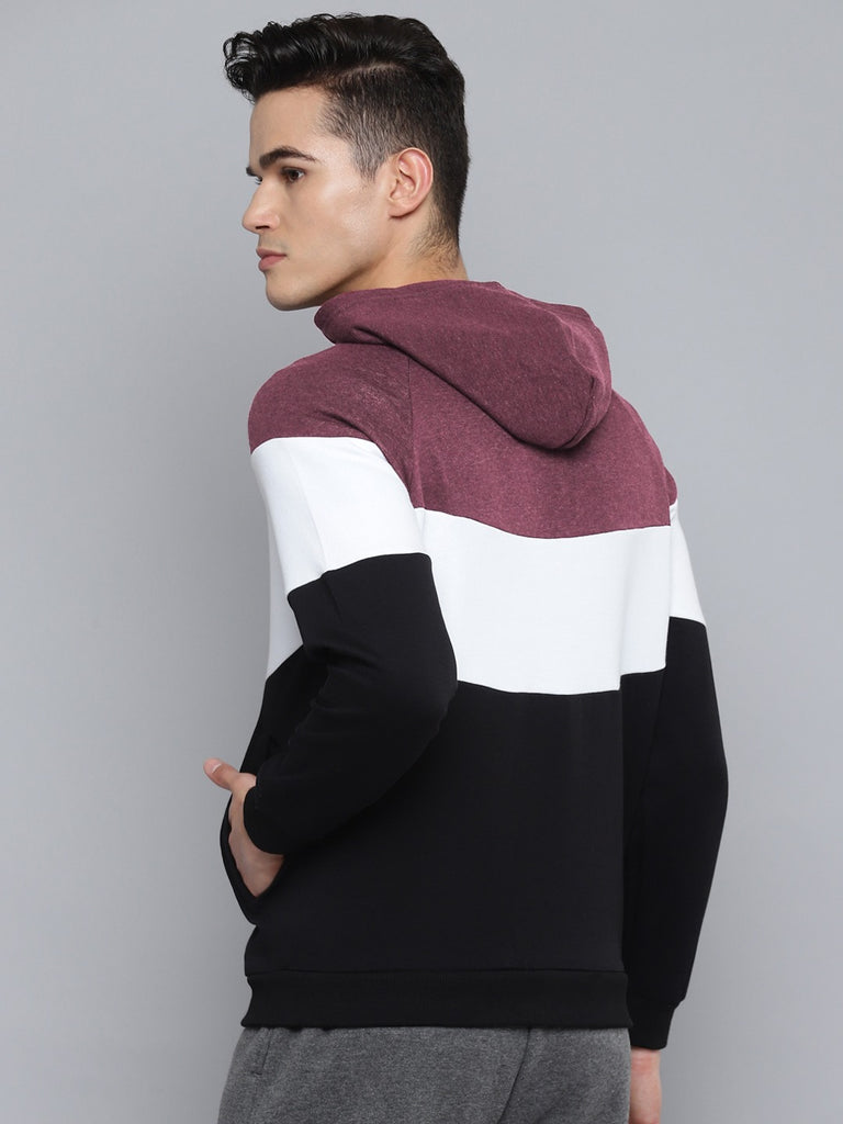 men black white colorblocked pure cotton sporty jacket fitkin buy online