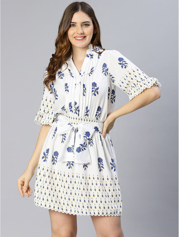 buy captive white floral printed & pleated dress