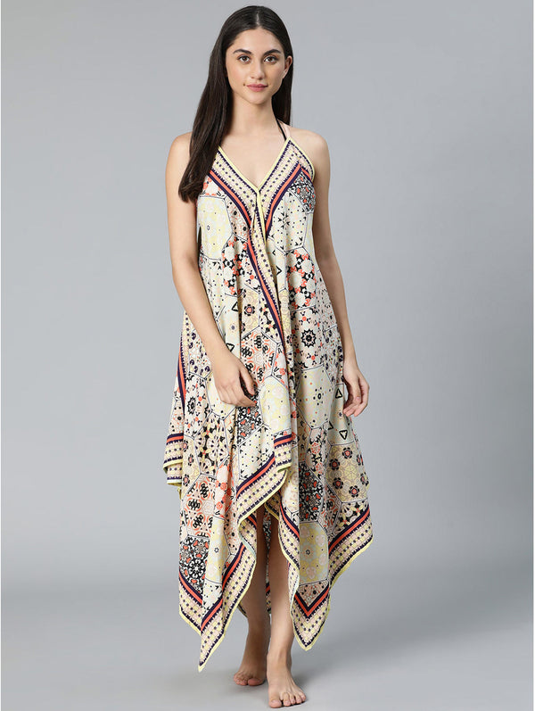 buy light multihued geometric print beachwear high-low dress