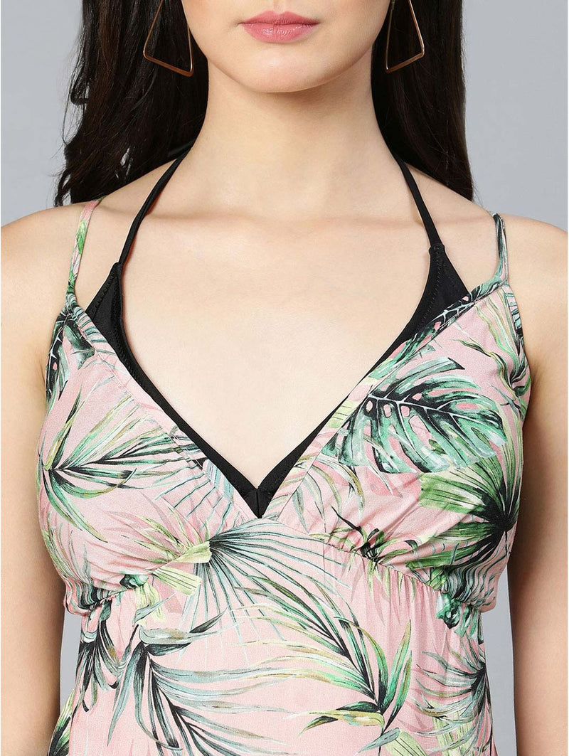 shop new color floral printed shoulder strap beachwear dress