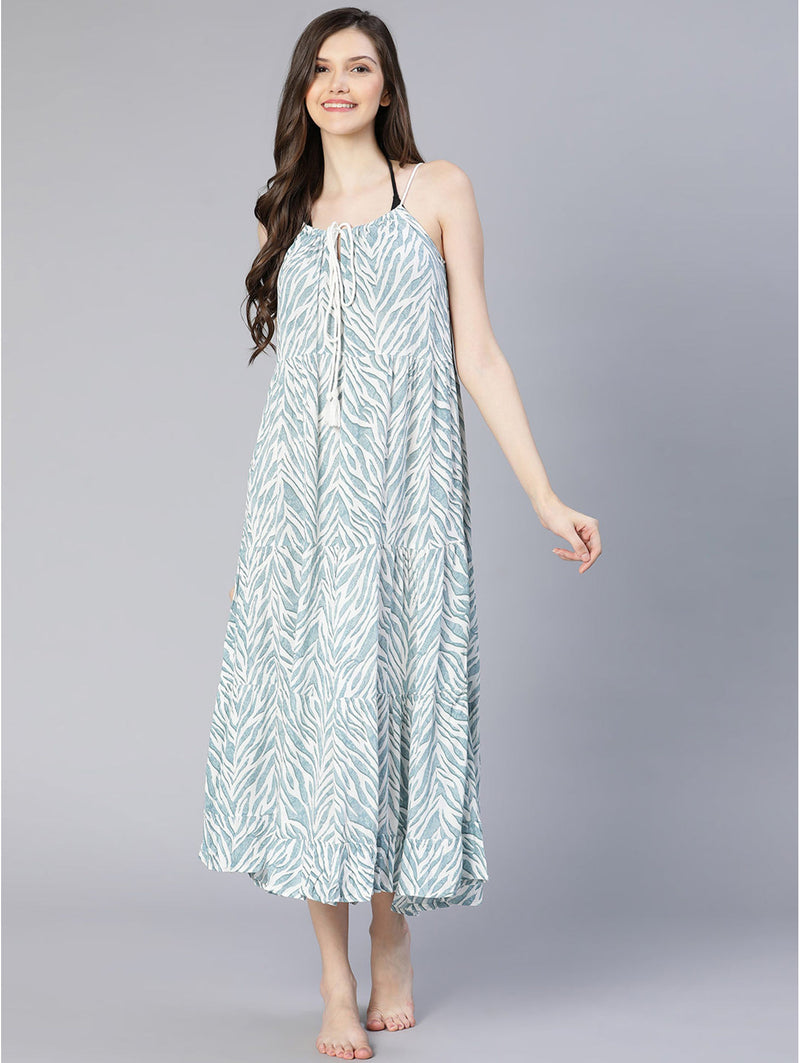 buy minimal blue floral print beachwear dress