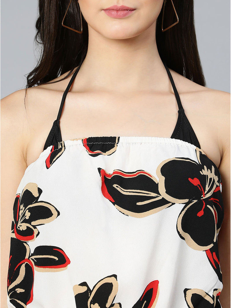 shop gloss white floral printed off-shoulder beachwear dress