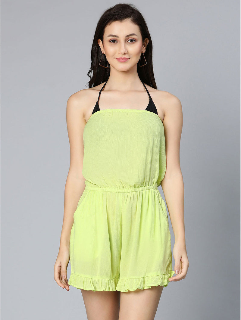 buy neon green off-shoulder beachwear dress
