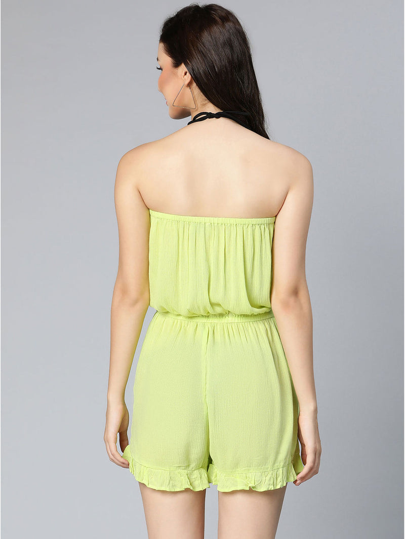 women neon green off-shoulder beachwear dress