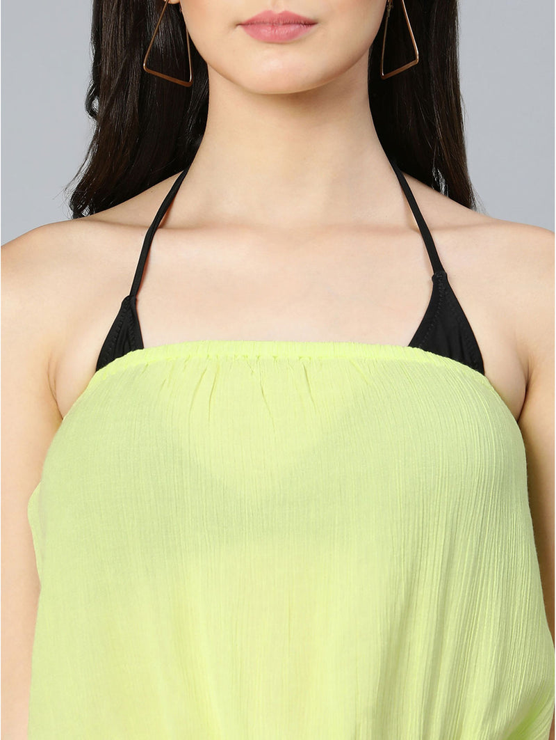 shop neon green off-shoulder beachwear dress