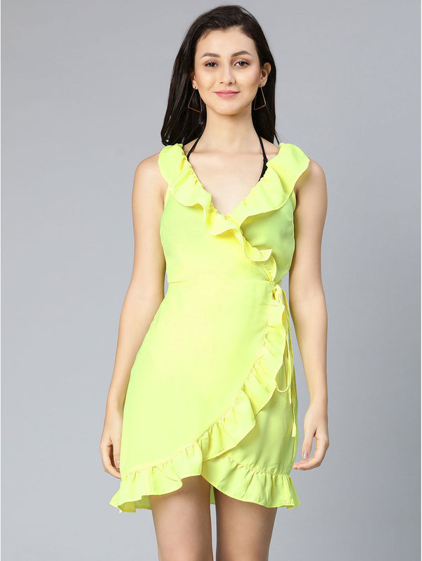 buy glowrings yellow wrapped beachwear dress