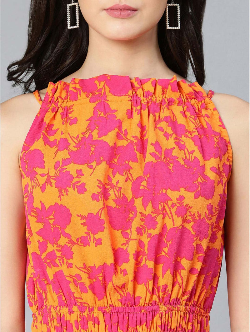shop oracle orange shoulder strap ruffle dress