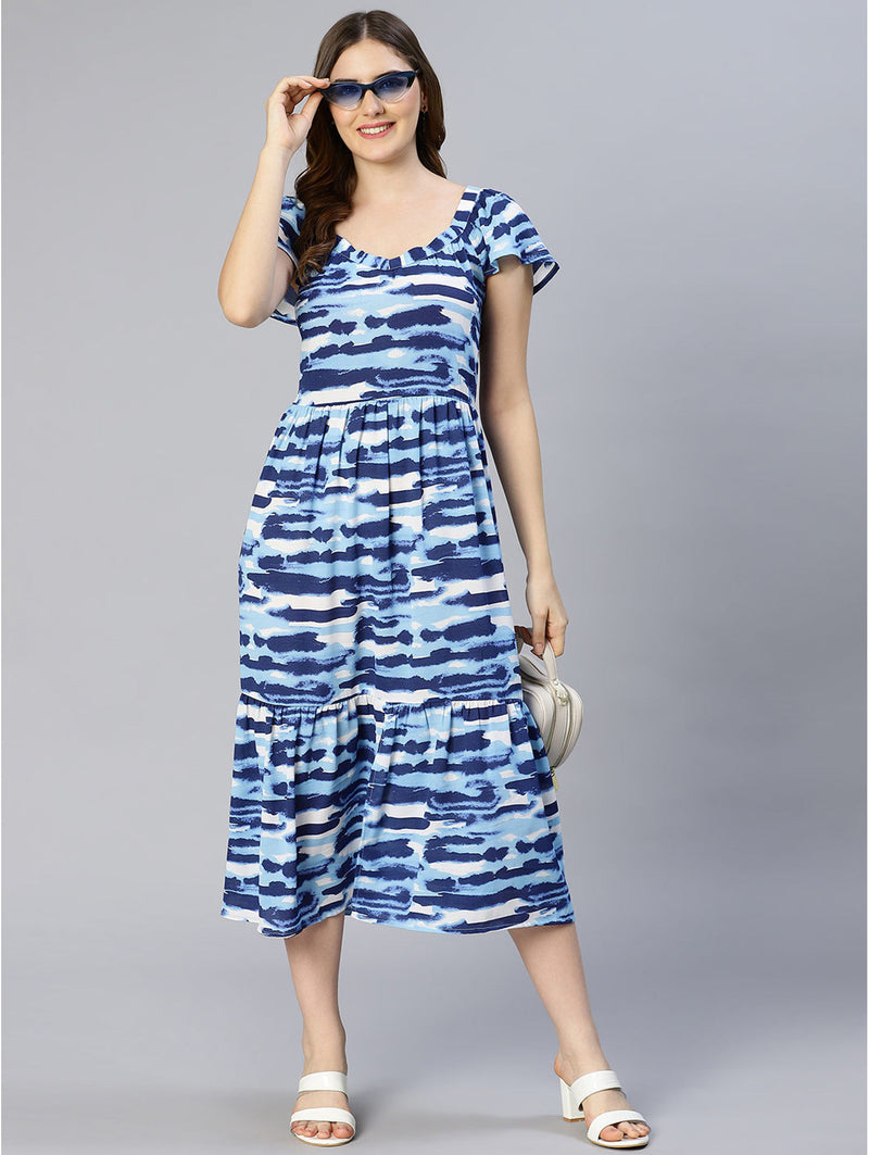 oxolloxo zealous blue urban print maxi dress