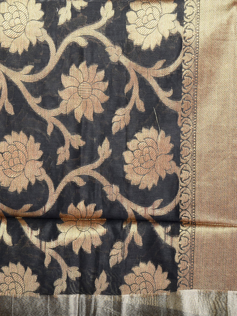 black woven design pure silk dupatta zari buy online