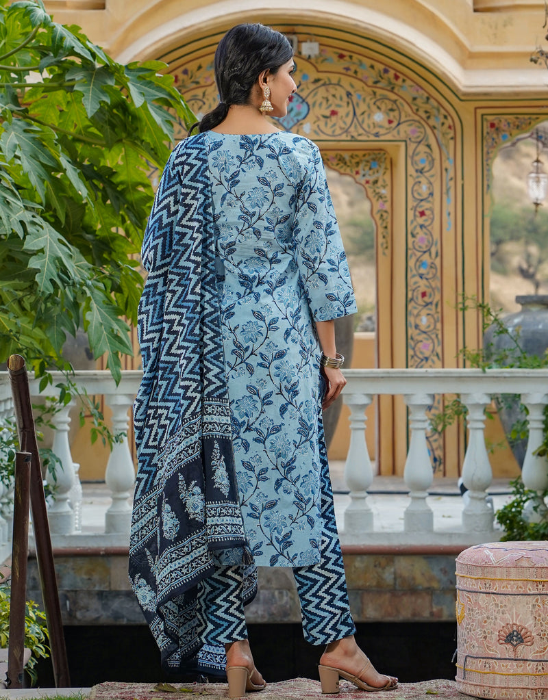 Intensely Dazzling Blue Embroidered Kurti