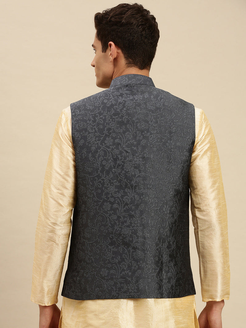 buy sanwara grey printed art silk ethnic bandi jacket