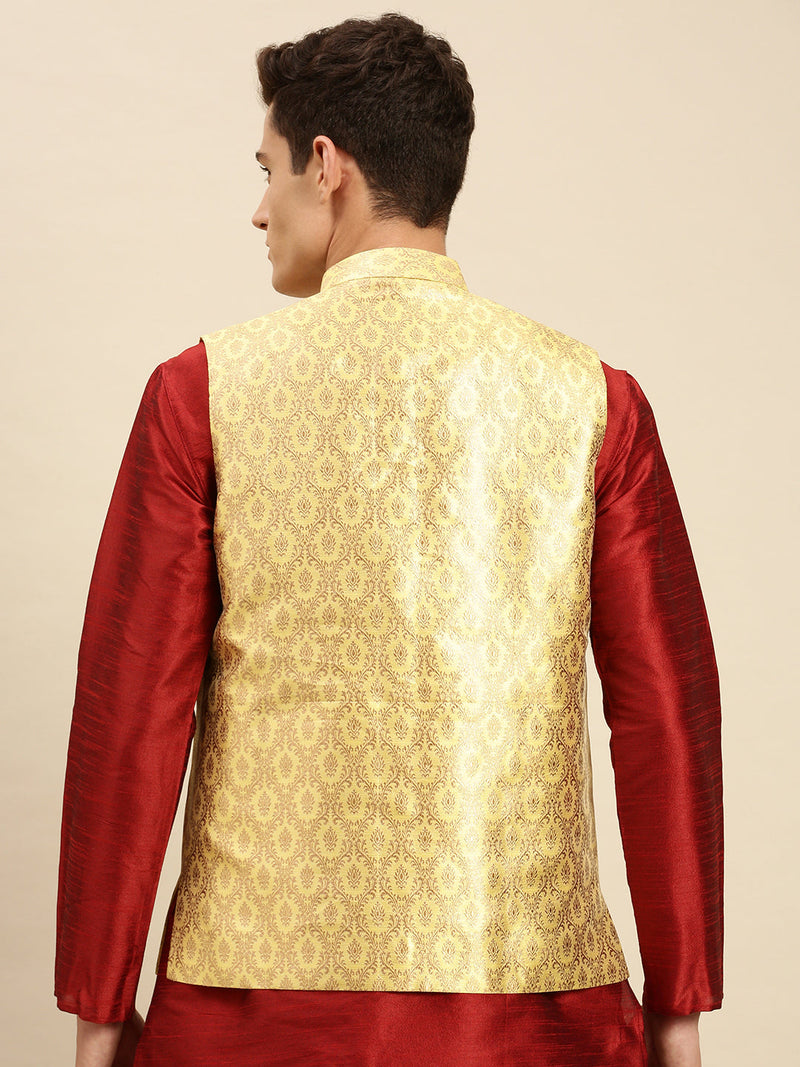 buy sanwara yellow printed art silk ethnic bandi jacket