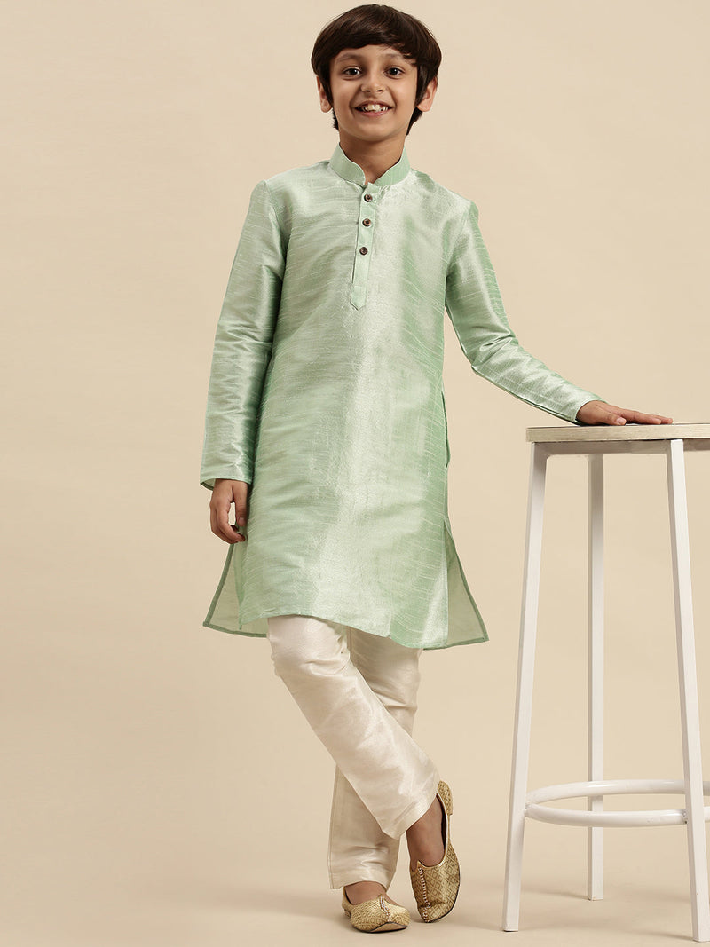Art Silk Solid Pista Green Colour Straight Kurta With Pyjama