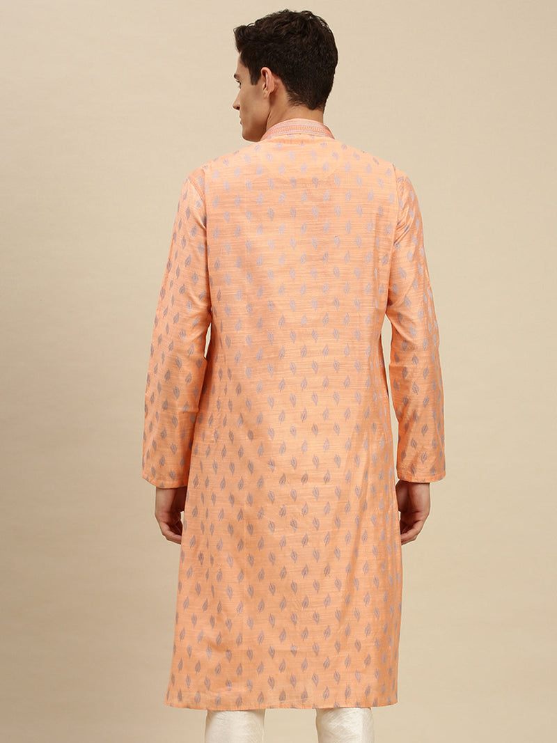 light pink jacquard woven design kurta for men usa