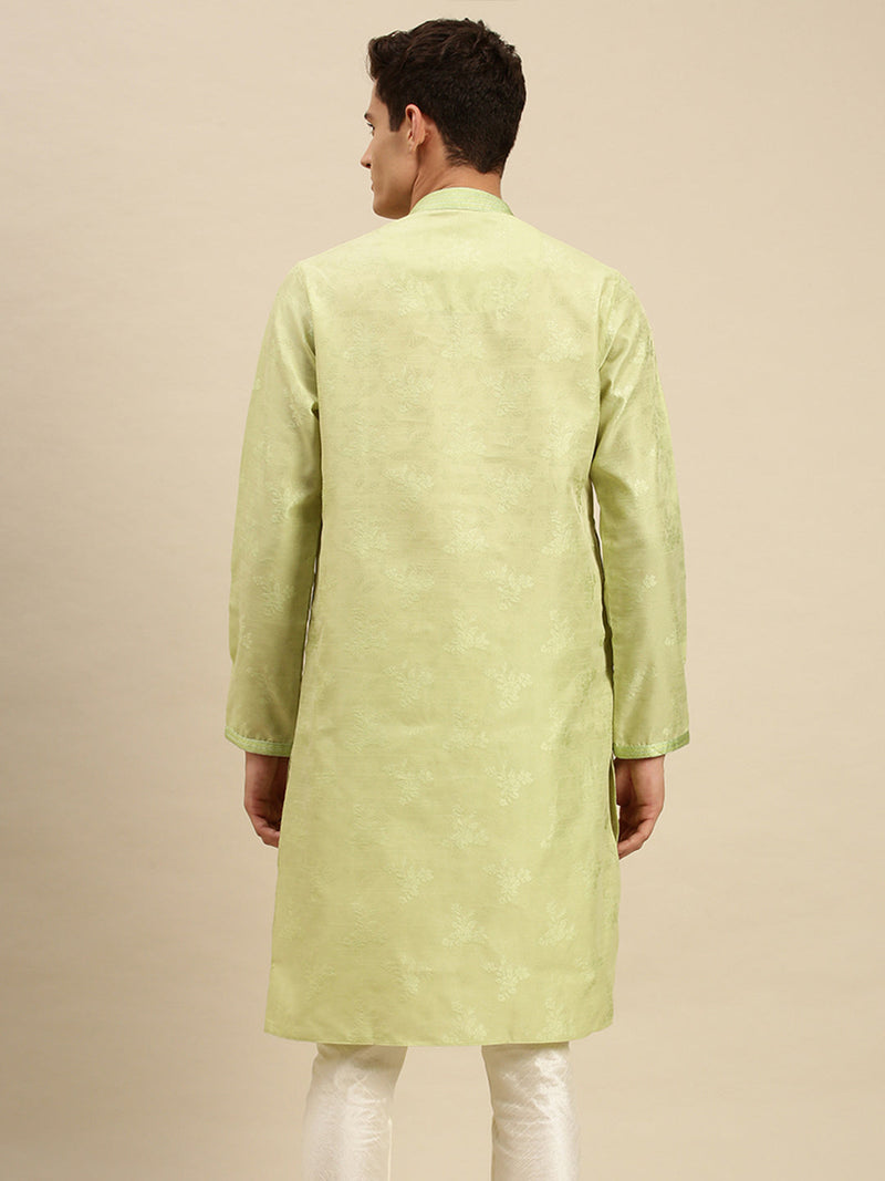 light green jacquard woven design kurta for men usa