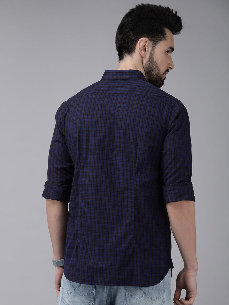 acura men checkered button-down casual shirt