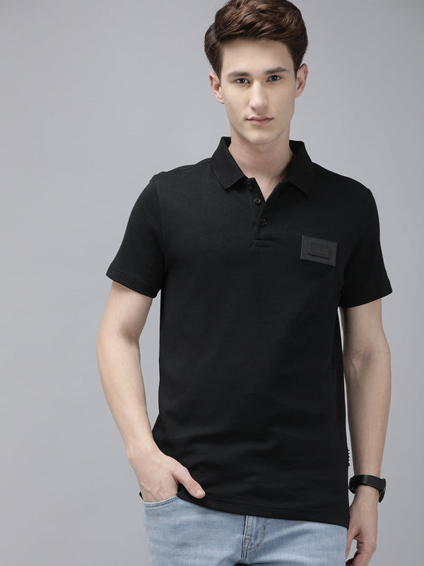 buy alma ardor edition black solid slim fit knitted t-shirt