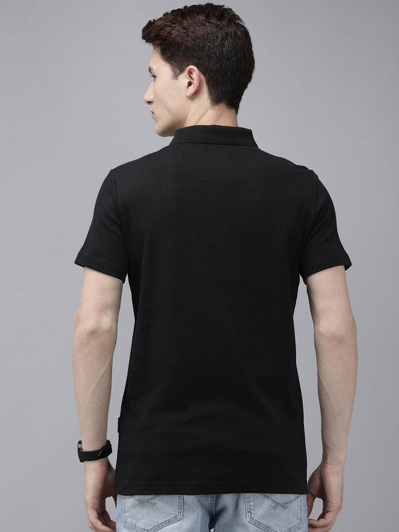 men alma ardor edition black solid slim fit knitted t-shirt