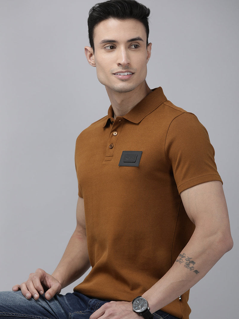 buy altu ardor edition brown solid slim fit knitted t-shirt