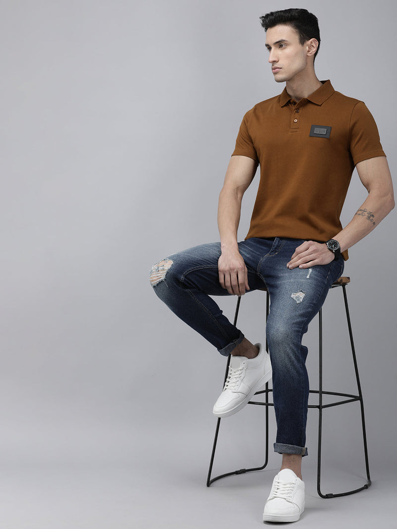 the bear house altu ardor edition brown solid slim fit knitted t-shirt