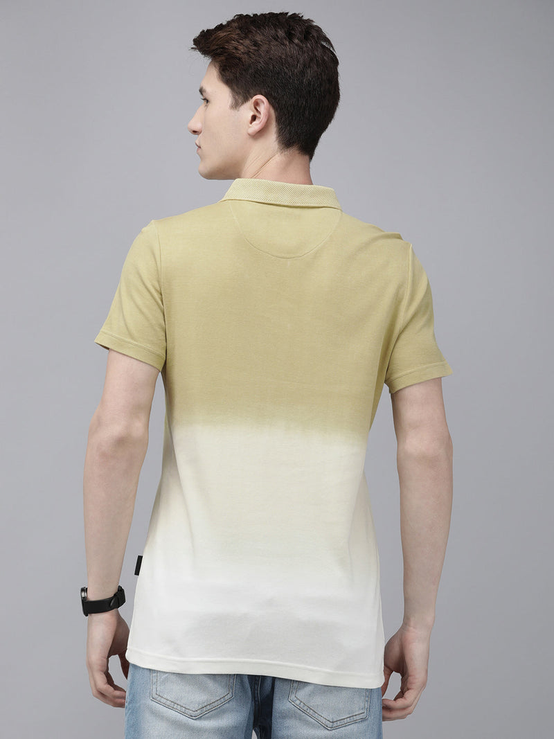 men amor ardor edition beige ombre dyed slim fit knitted t-shirt