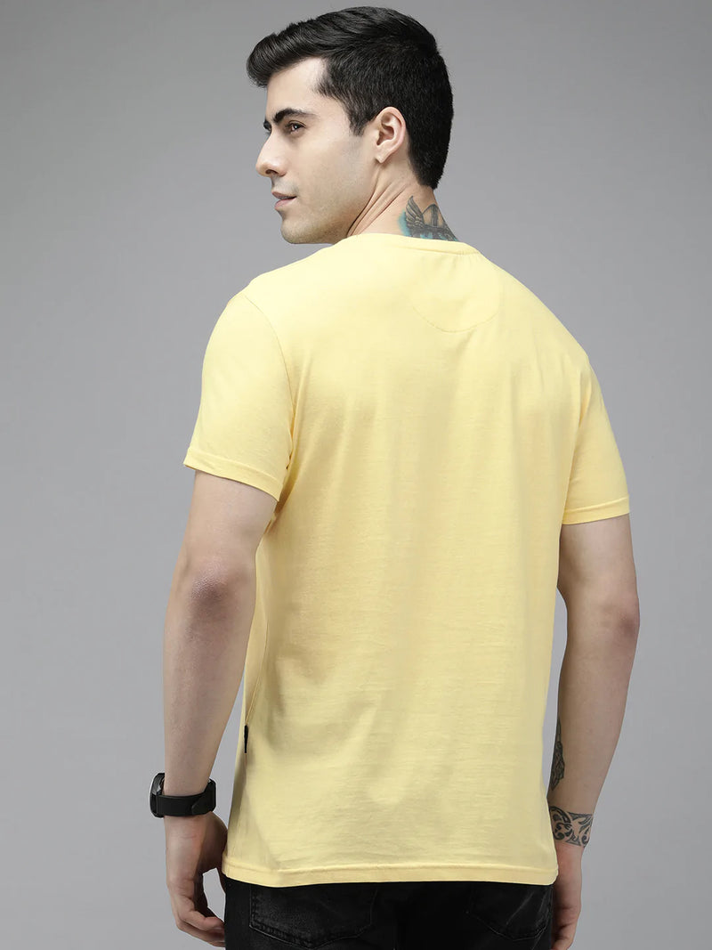 men Archin Ardor Edition Yellow Printed Pure Cotton Slim Fit T-shirt