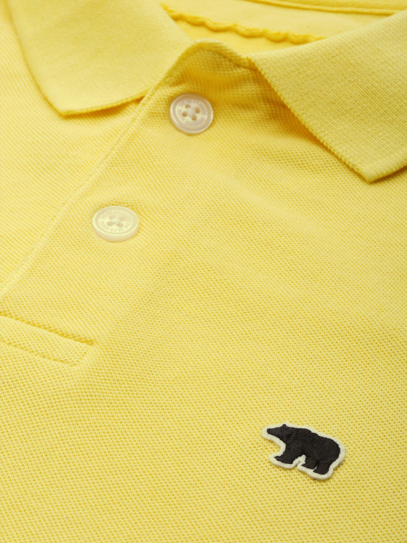 Men Yellow Solid Polo Collar T-shirt