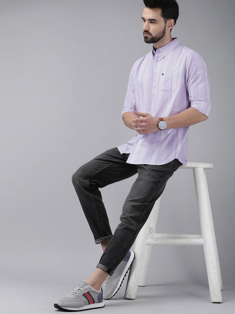 cif striped button-down casual shirt thebearhouse
