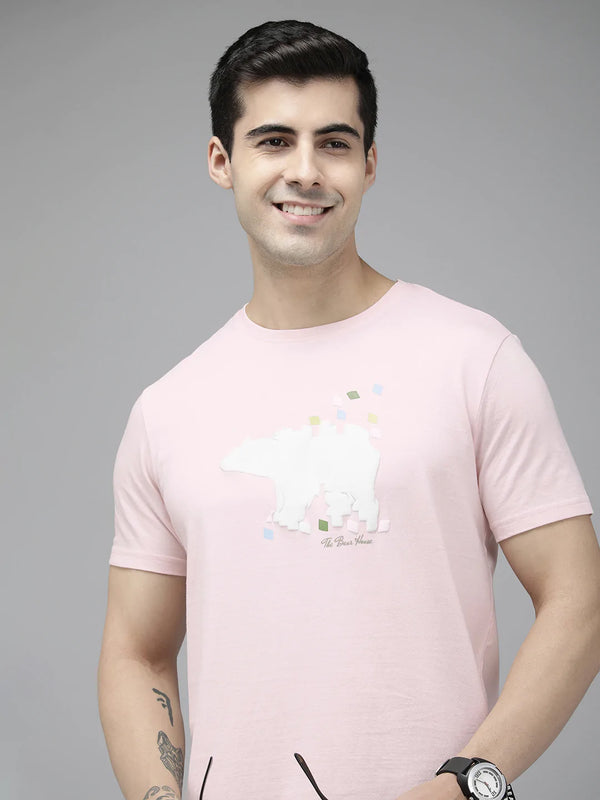 shop Cott Ardor Edition Pink Printed Pure Cotton Slim Fit T-shirt