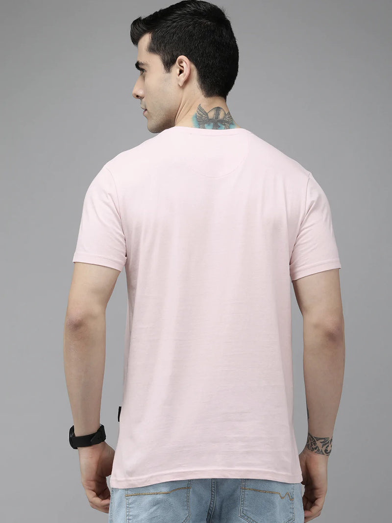 men Cott Ardor Edition Pink Printed Pure Cotton Slim Fit T-shirt