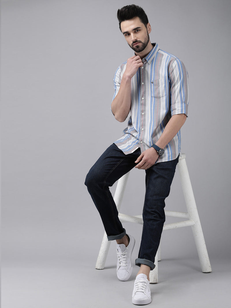 herald striped button-down casual shirt thebearhouse