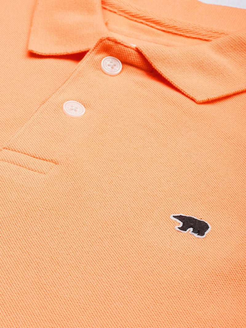 buy mari orange solid slim fit polo collar pure cotton t-shirt
