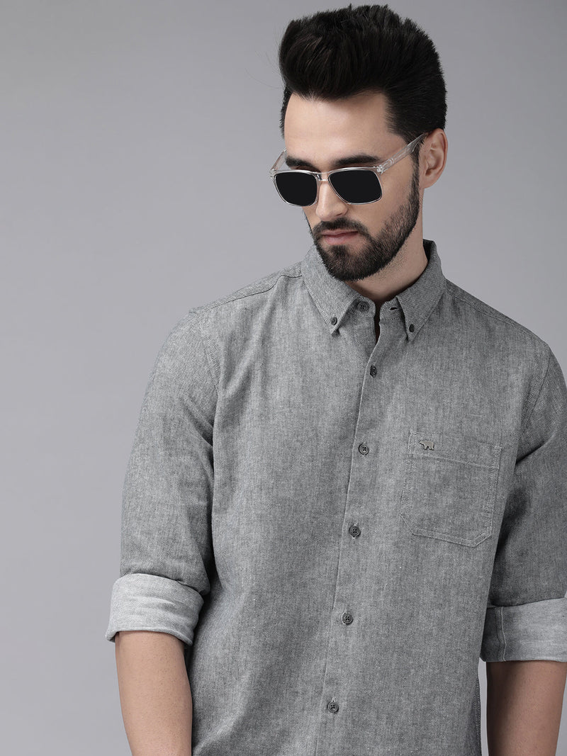 thebearhouse milton grey oxford button-down casual shirt