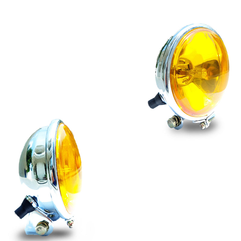 Amber/ Yellow Fog Lights 4.5 Inch (Chrome Edition) For Royal Enfield Bikes