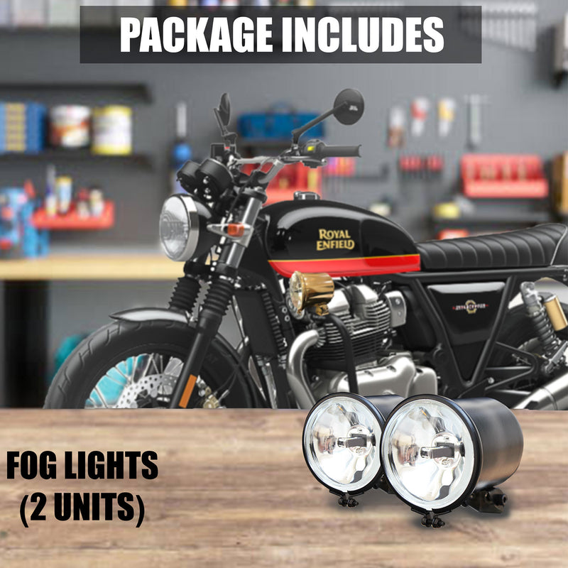 Thunder Series – Retro LED Auxiliary/ Fog Lights For Bikes (Matt Black Edition)
