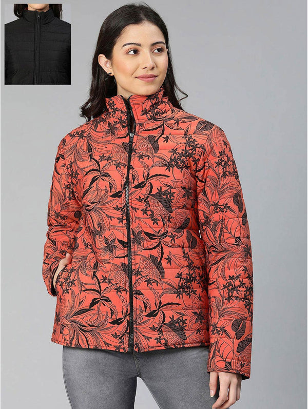 buy fast rust printed reversible quilted jacket