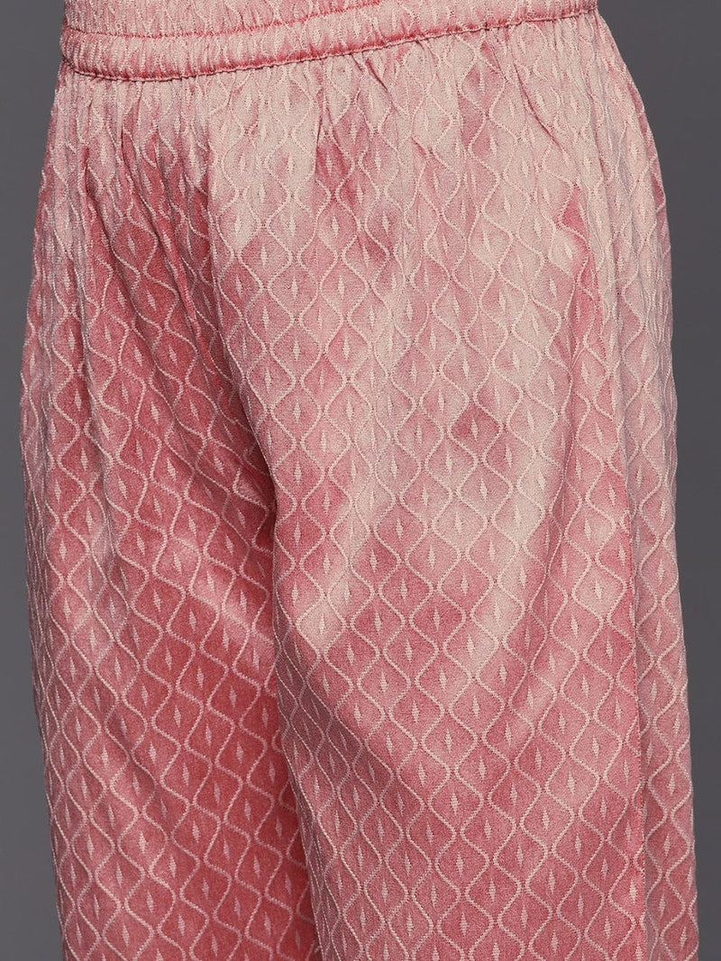 women dusty pink ethnic motifs embroidered kurta dupatta online 