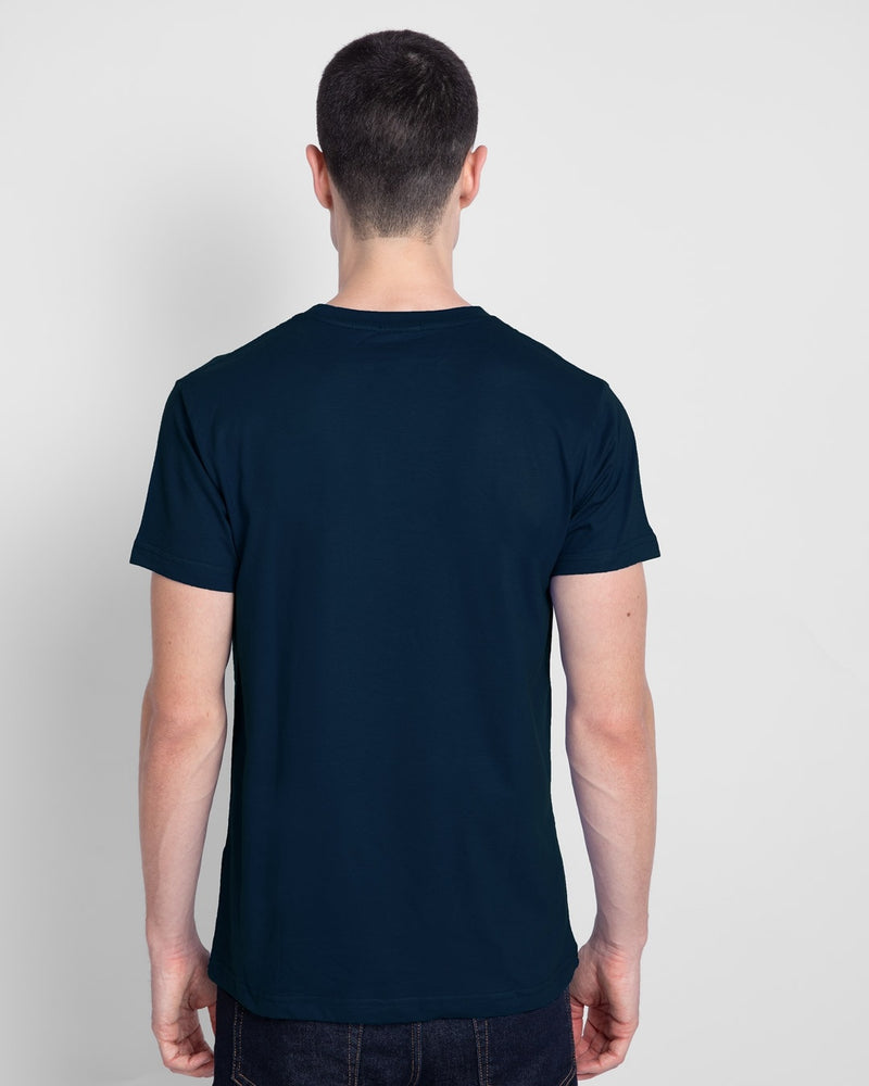buy be a human half sleeve t-shirt navy blue