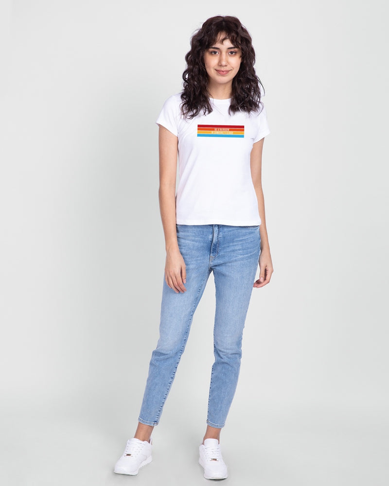 Women White Be a Rainbow Half Sleeve T-shirt