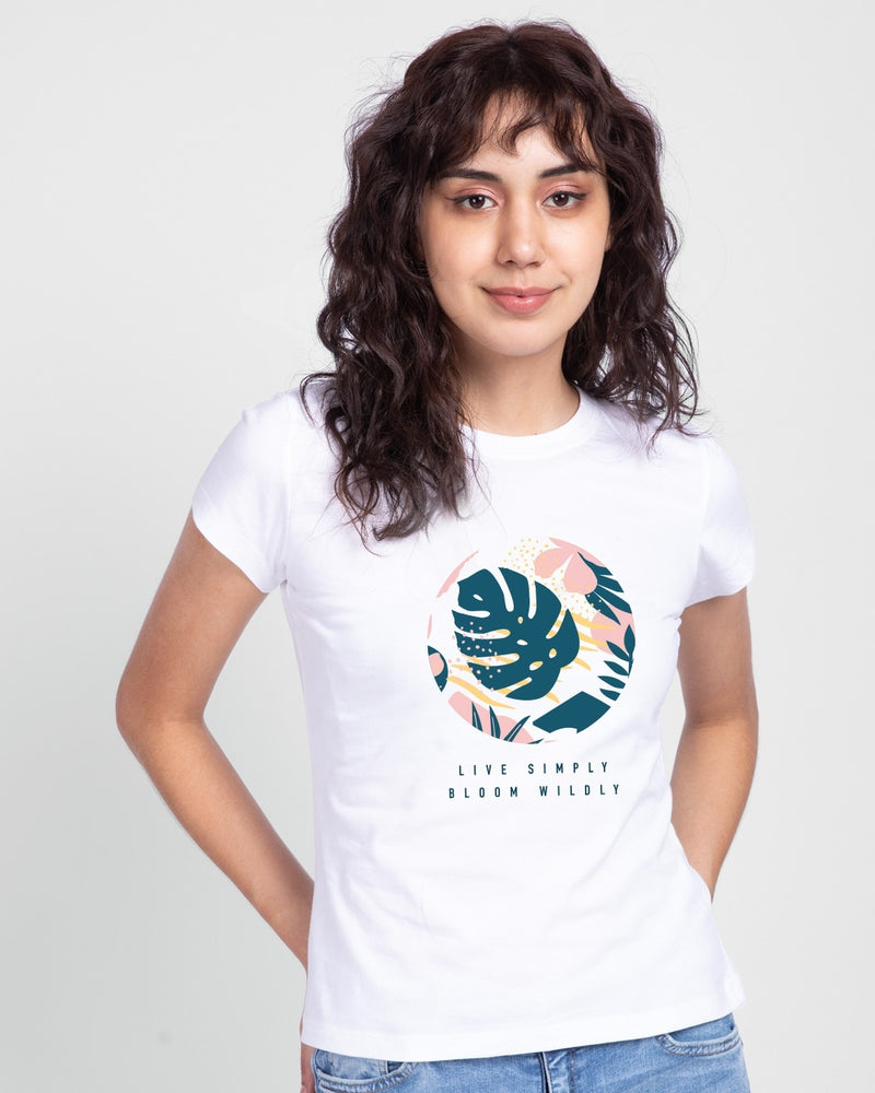 Women Bloom Wildly Round Neck T shirt