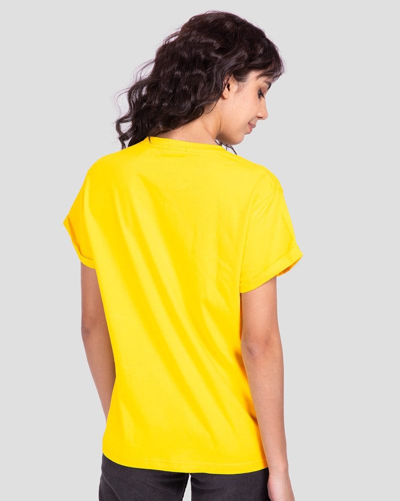 Women Official Disney Merchandise Busy Doin Nothing Boyfriend T-shirt, Pineapple Yellow