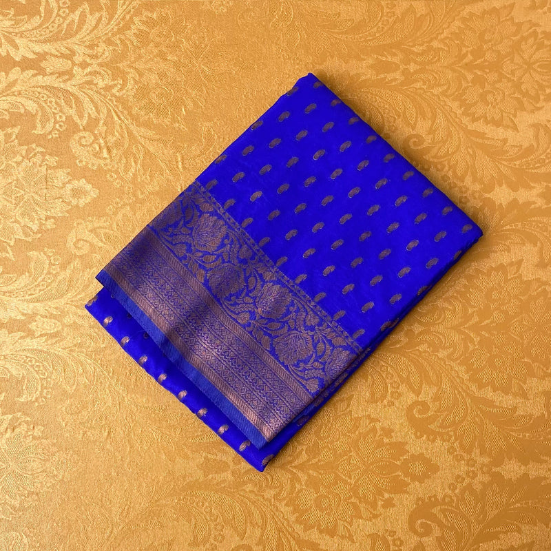 Royal Blue Banarasi Khaddi Soft Silk