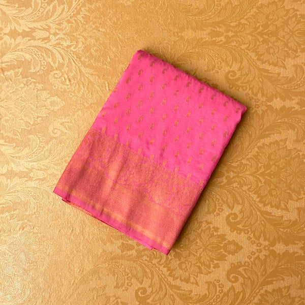 Baby Pink Banarasi Khaddi Soft Silk Small Motifs