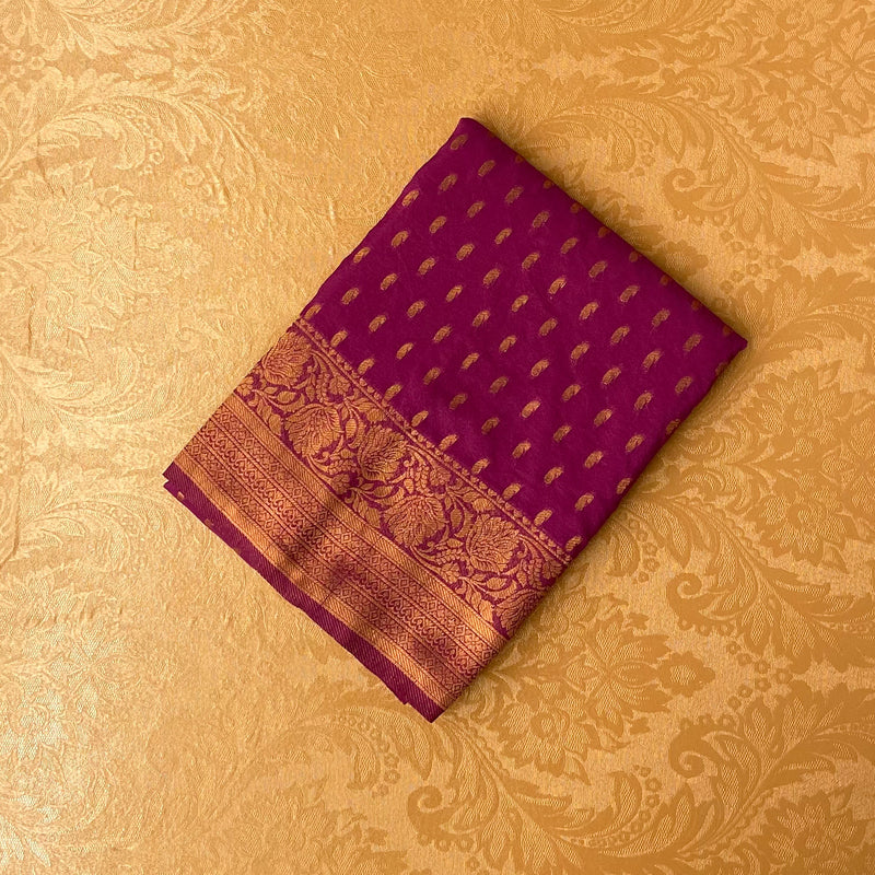 Magenta Pink Banarasi Khaddi Soft Silk