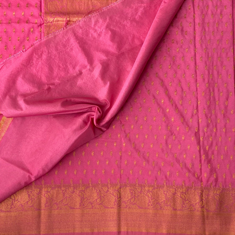 Baby Pink Banarasi Khaddi Soft Silk Small Motifs