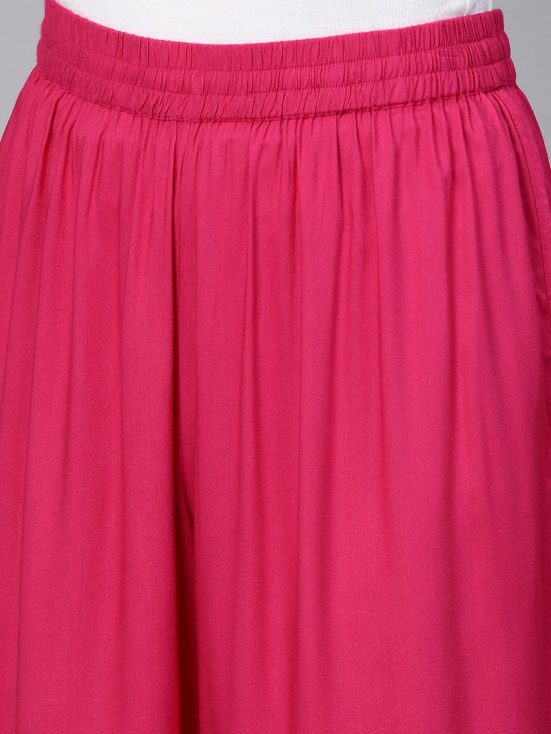 women fuchsia solid wide leg cropped palazzo online