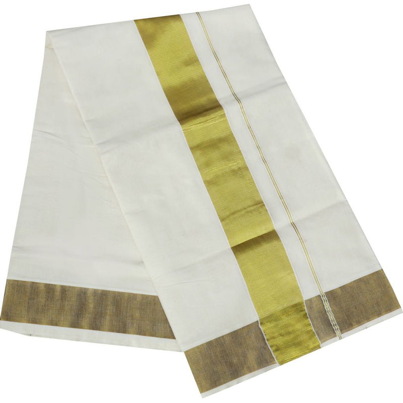 Traditional Cotton Kerala Saree With Golden Border