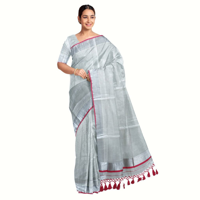 Traditional Kottar Kasavu Saree With Tassels